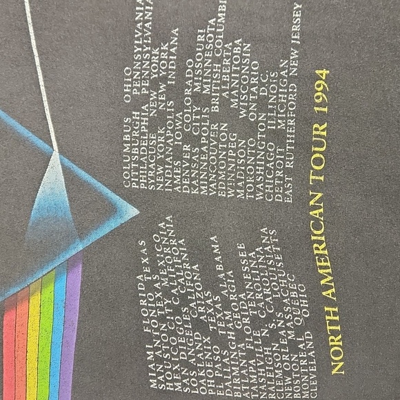 Vintage Pink Floyd Shirt Mens Large Black 1994 Dark Side of The Moon Rock Band - Picture 9 of 9